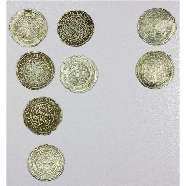 ISLAMIC: AYYUBID OF YEMEN: al-Nasir Ayyub, 1202-1214, LOT of 8 silver dirhams