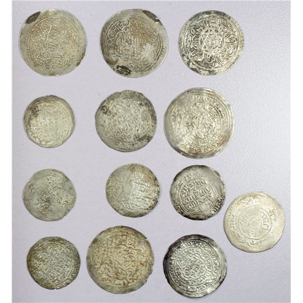 ISLAMIC: RASULID: LOT of 13 silver dirhams