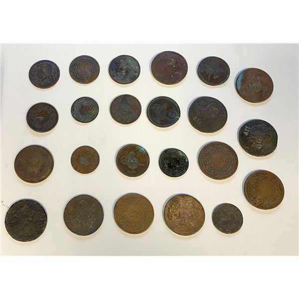 ISLAMIC: TURKEY: LOT of 23 countermarked copper coins