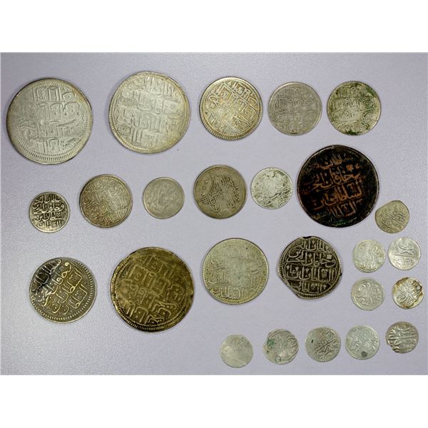ISLAMIC: TURKEY: LOT of 22 silver coins & 2 contemporary forgeries