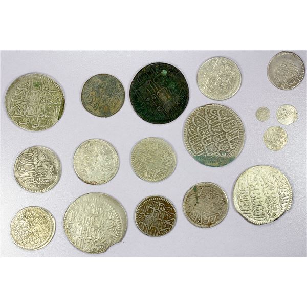 ISLAMIC: TURKEY: LOT of 14 silver coins & 2 contemporary forgeries