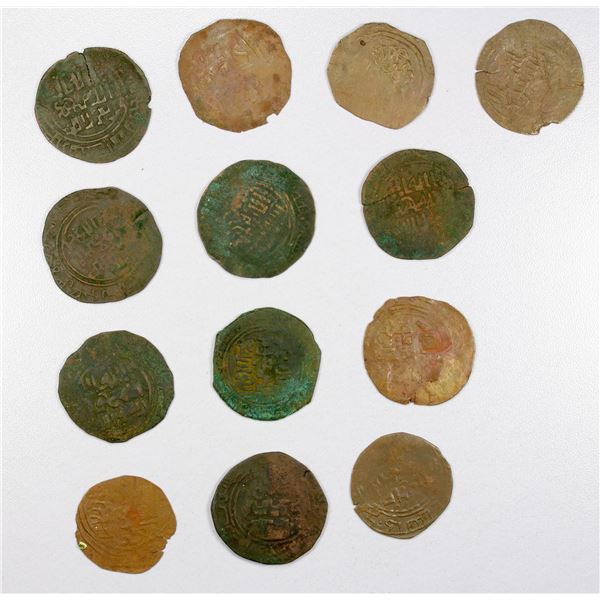 ISLAMIC: GREAT MONGOLS: Mas'ud al-Khwarizmi, 1240-1269, LOT of 13 broad copper coins