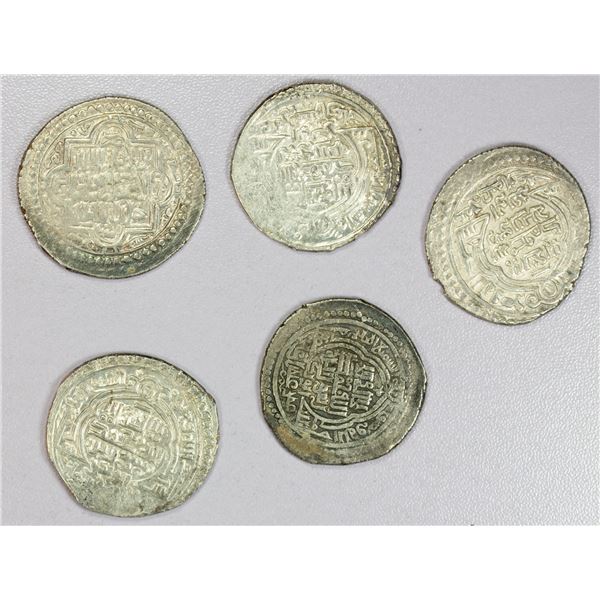 ISLAMIC: ILKHAN: Uljaytu, 1304-1316, LOT of 5 large silver coins