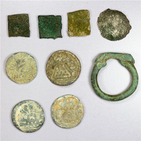 INDIA: ANCIENT INDIA: LOT of 8 coins and 1 ring