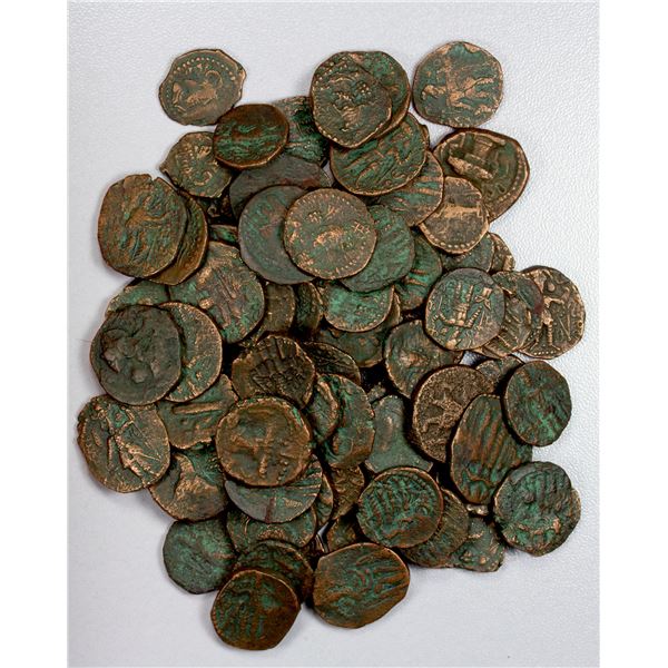 INDIA: KUSHANO-SASANIAN: LOT of 82 copper coins