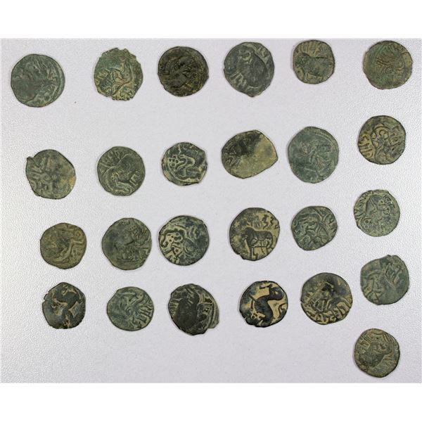 INDIA: HINDUSHAHI: LOT of 25 copper jitals