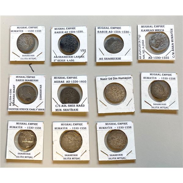 INDIA: MUGHAL: LOT of 11 silver shahrukhis of the early emperors