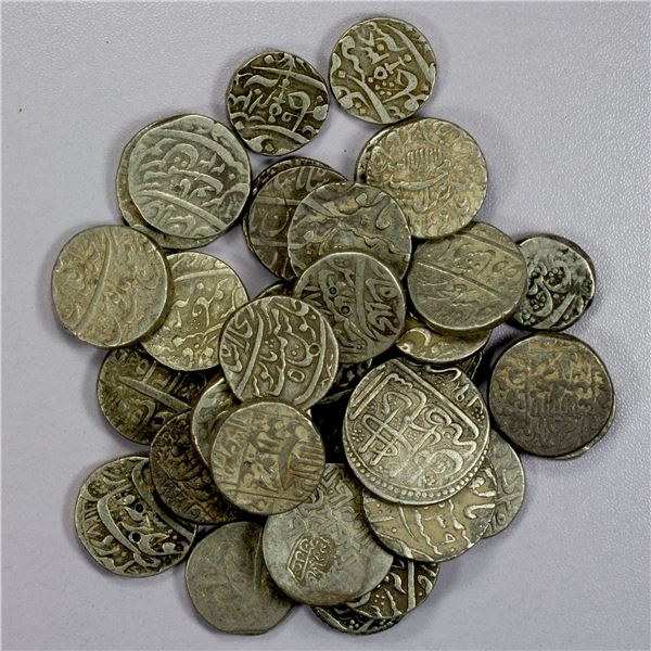 INDIA: MUGHAL: LOT of 35 silver rupees and 1 Timurid tanka