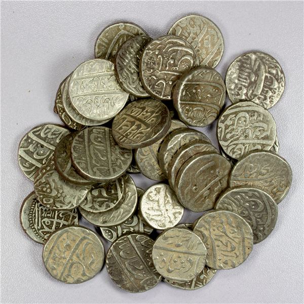 INDIA: MUGHAL: LOT of 36 silver rupees
