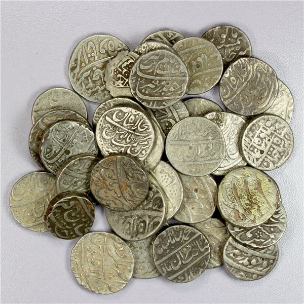 INDIA: MUGHAL: LOT of 36 silver rupees