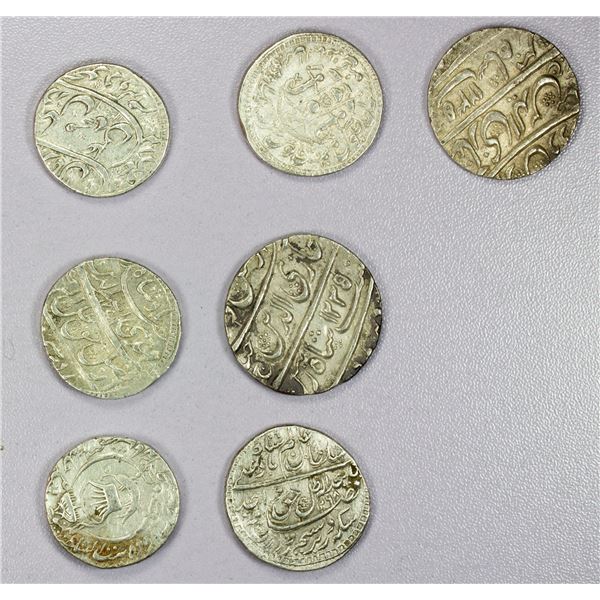 INDIA: AWADH: LOT of 7 silver rupees