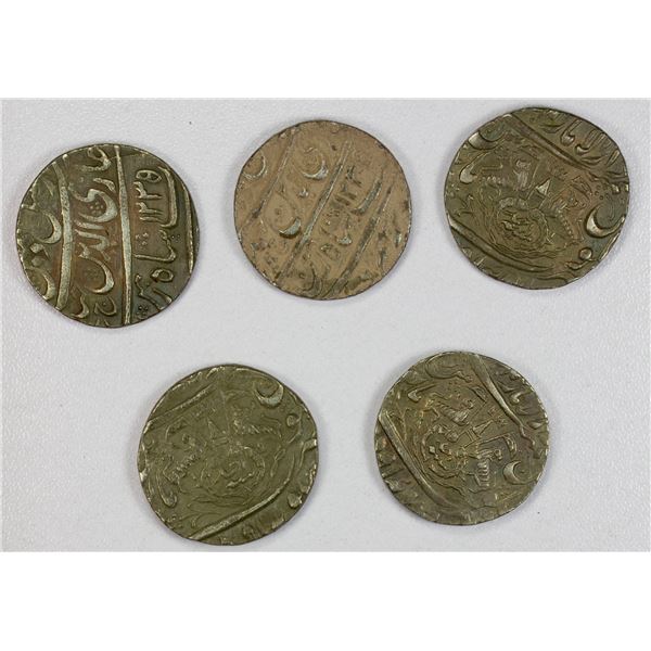 INDIA: AWADH: LOT of 5 silver rupees
