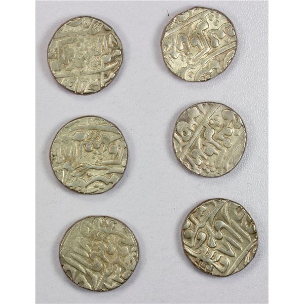 INDIA: JAIPUR: LOT of 6 silver rupees