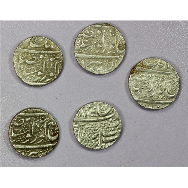 INDIA: SIKH EMPIRE: LOT of 5 silver rupees