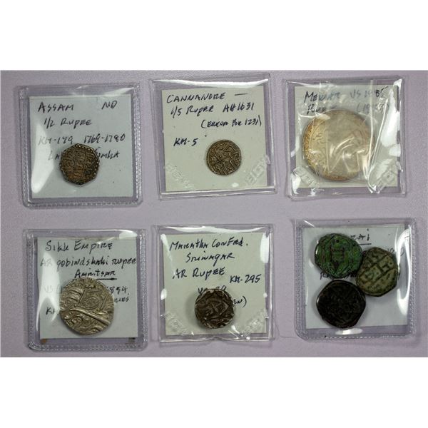 INDIA: INDIAN STATES: LOT of 5 silver and 3 copper coins