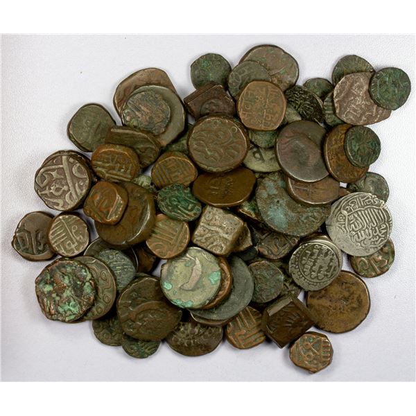 INDIA: LOT of 81 copper and 3 silver coins