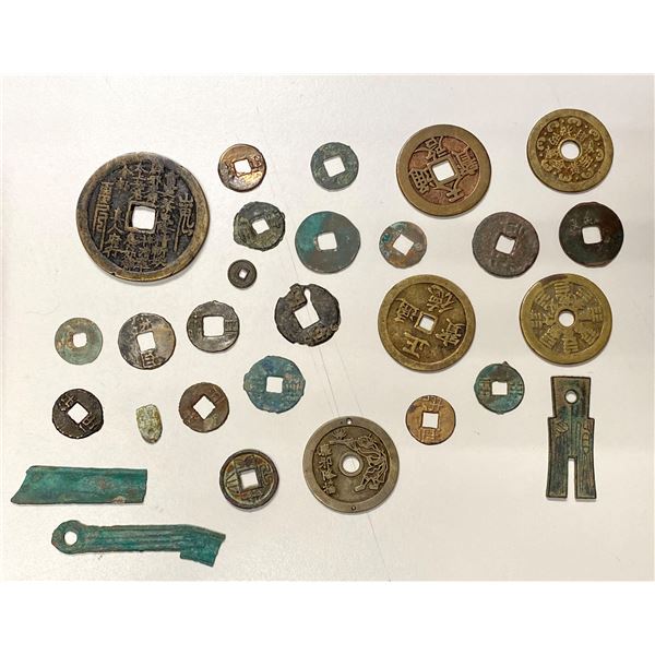 CHINA: LOT of 27 cast coins & charms