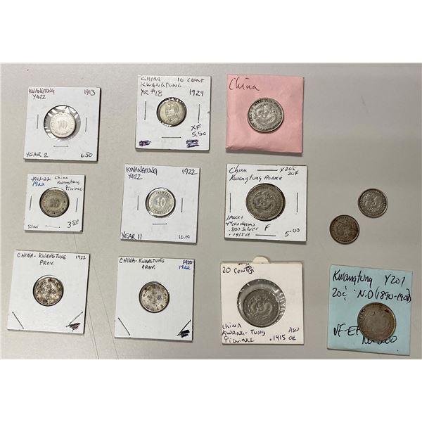 CHINA: KWANGTUNG: LOT of 12 coins