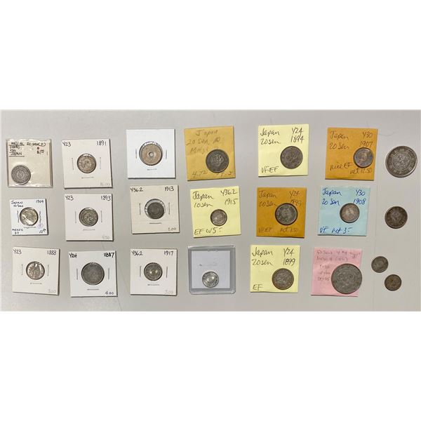 ASIA: Japan, LOT of 22 coins