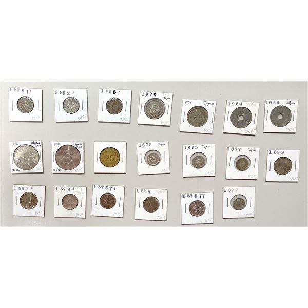 ASIA: Japan, LOT of 19 coins and 1 token