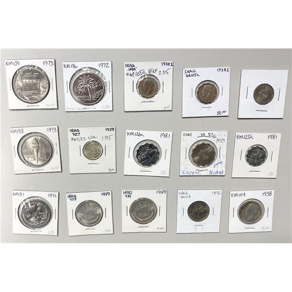 MIDDLE EAST: Iraq, LOT of 15 coins