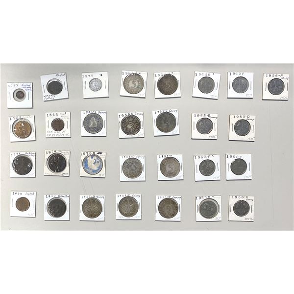 EUROPE: Various, LOT of 28 coins and one token