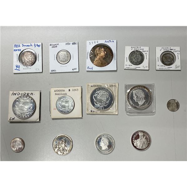 EUROPE: Various, LOT of 13 coins and 1 medal