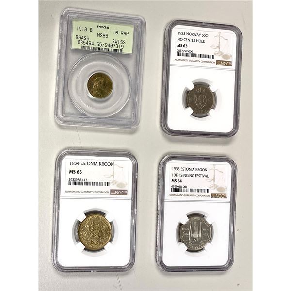 EUROPE: Various, LOT of 4 certified coins