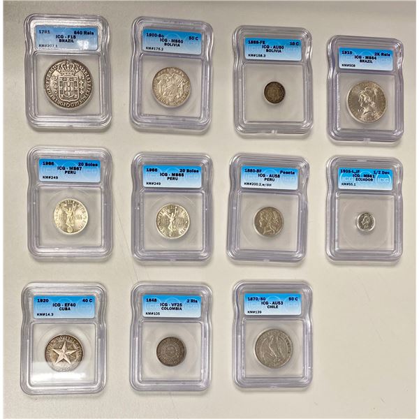AMERICAS: Latin America, LOT of 11 certified coins
