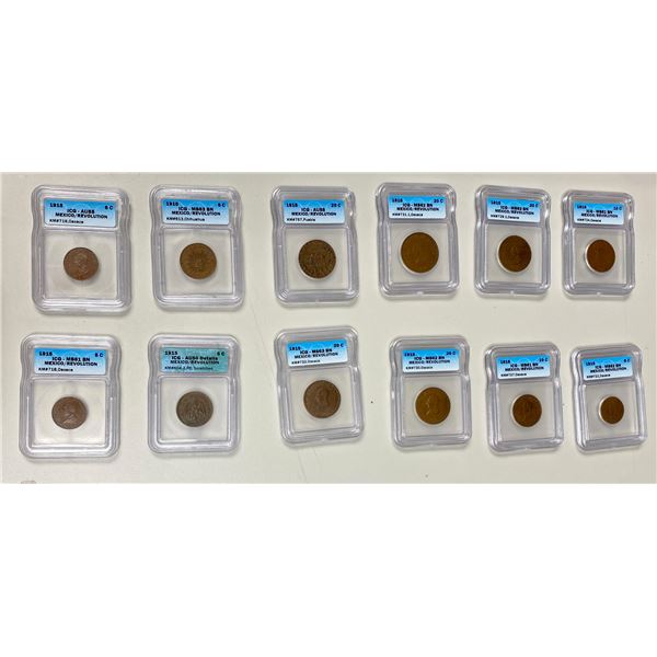 AMERICAS: Mexico, LOT of 12 certified coins