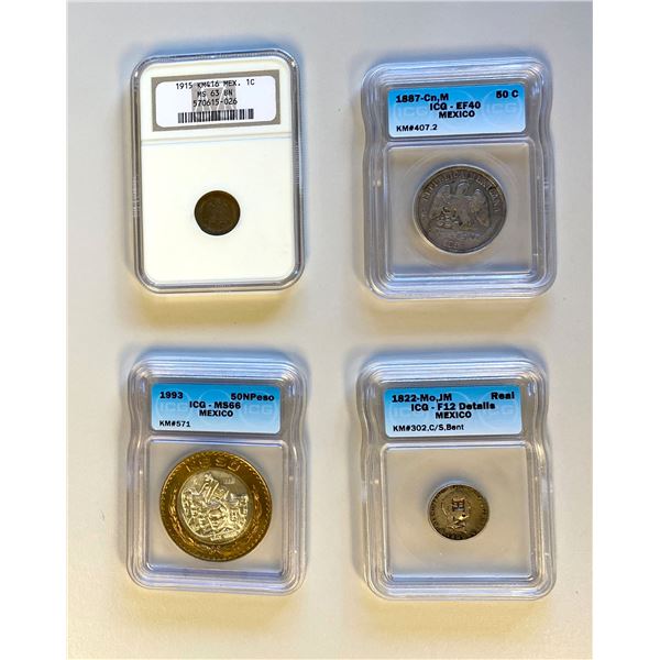 AMERICAS: Mexico, LOT of 4 certified coins