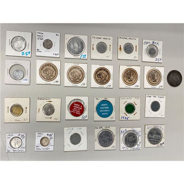 AMERICAS: Various, LOT of 4 coins and 21 tokens