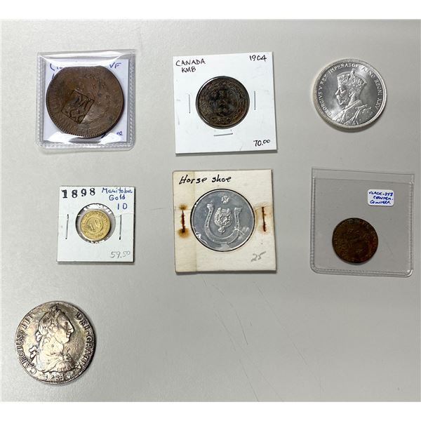 AMERICAS: Various, LOT of 6 coins and 1 token