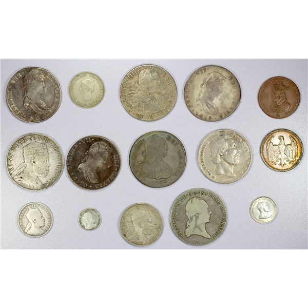 WORLDWIDE: Various, LOT of 14 coins and 1 token