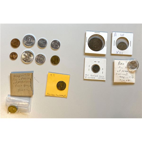 WORLDWIDE: Various, LOT of 6 coins and 8 tokens