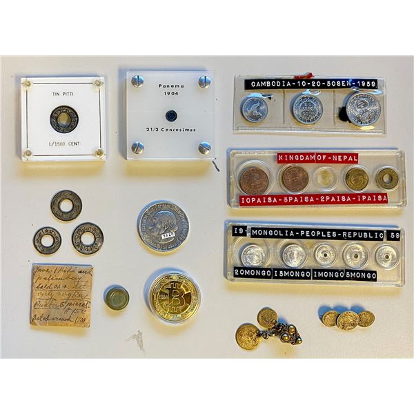 WORLDWIDE: Various, LOT of 13 coin & related items