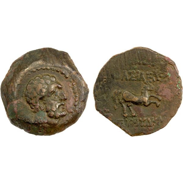 BACTRIA: Euthydemos I, ca. 230-200 BC, AE double unit (7.91g), choice VF