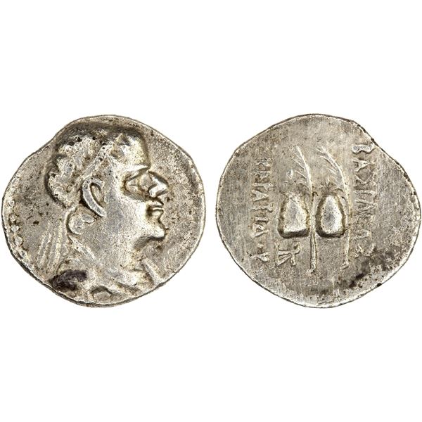 BACTRIA: Eukratides I, ca. 170-145 BC, AR obol (0.70g), VF-XF