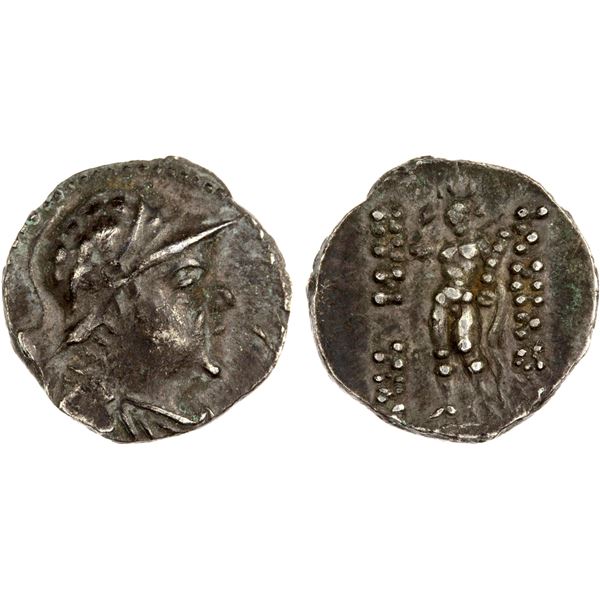 BACTRIA: Eukratides I, ca. 170-145 BC, AR obol (0.39g), VF-XF