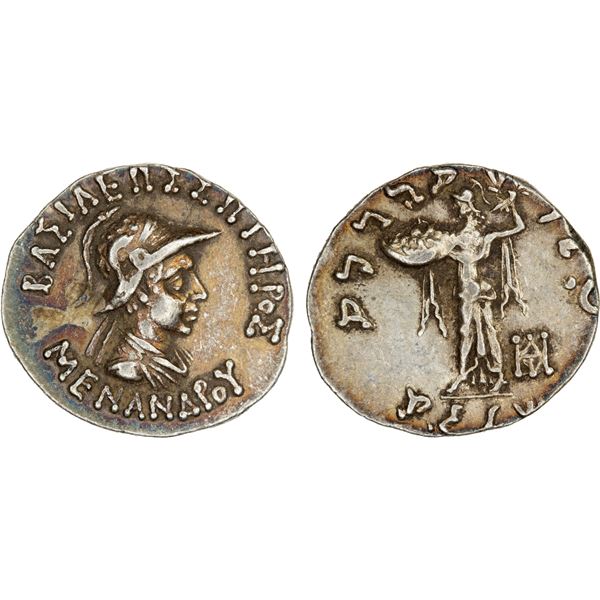 BACTRIA: Menander I, ca. 155-130 BC, AR drachm (2.51g), VF-XF