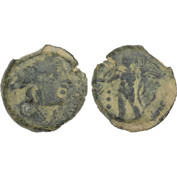 ANCIENT SPAIN: Corduba: Anonymous, ca. 220-50 BC, AE semis (4.05g), About VF