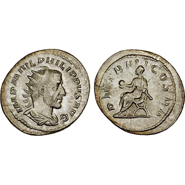 ROMAN EMPIRE: Philip I, 244-249 AD, AR antoninianus (4.36g), Rome, 245, VF