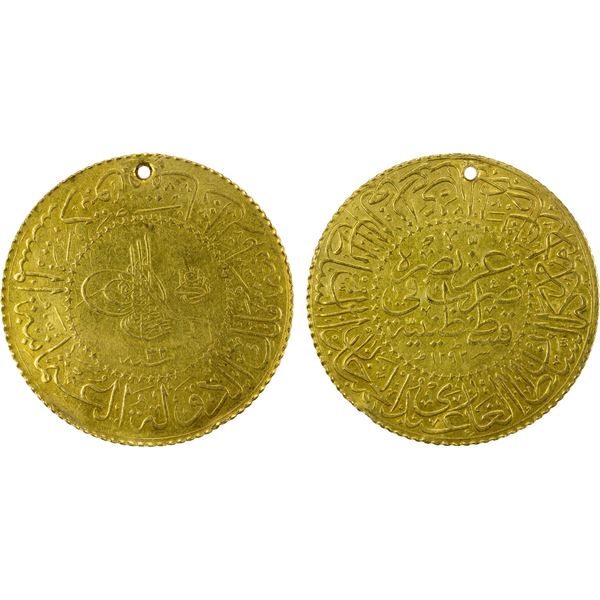 OTTOMAN TURKEY: Abdul Hamid II, 1876-1909, AV 100 kurush monnaie de luxe, Kostantiniye, AH1293 year 