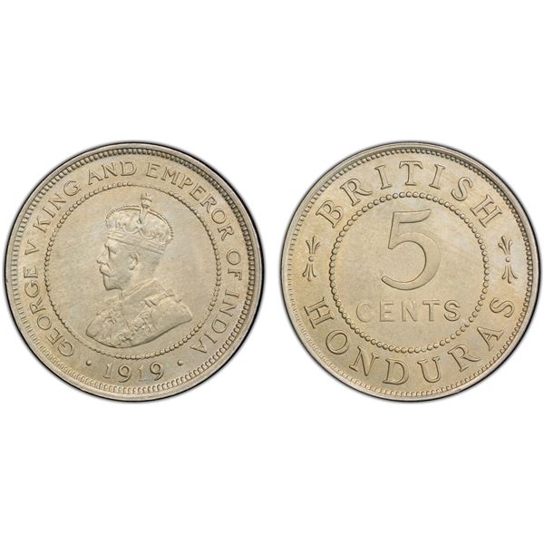 BRITISH HONDURAS: George V, 1910-1936, 5 cents, 1919, PCGS MS64