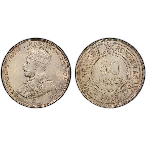 BRITISH HONDURAS: George V, 1910-1936, AR 50 cents, 1919, PCGS MS63