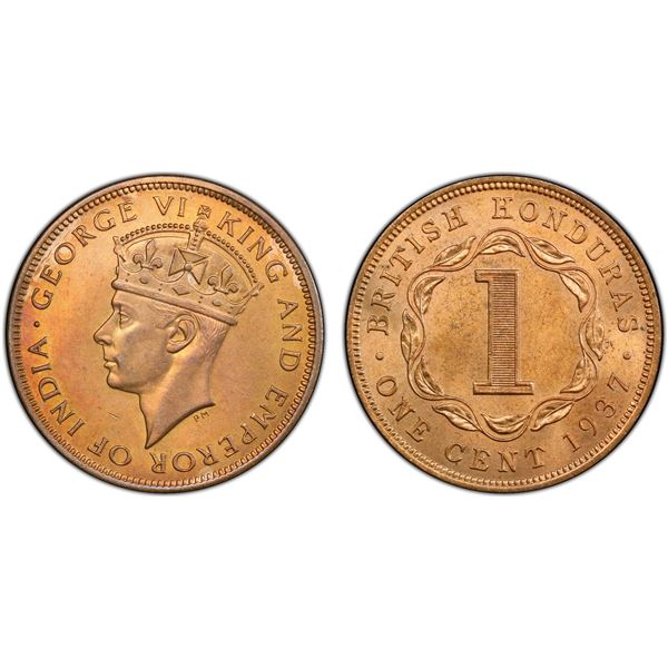 BRITISH HONDURAS: George VI, 1936-1952, AE cent, 1937, PCGS MS65 RB