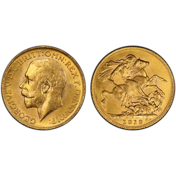CANADA: George V, 1910-1936, AV sovereign, 1918-C, PCGS MS63