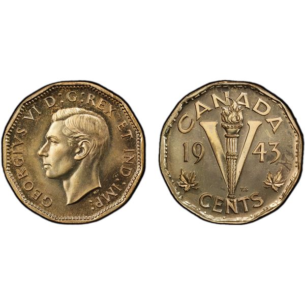 CANADA: George VI, 1936-1952, 5 cents, 1943, PCGS Specimen 66