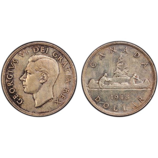 CANADA: George VI, 1936-1952, AR dollar, 1948, PCGS AU58