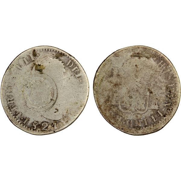 EL SALVADOR: Republic, AR real (2.87g), ND (1868), Fine countermark on AG host